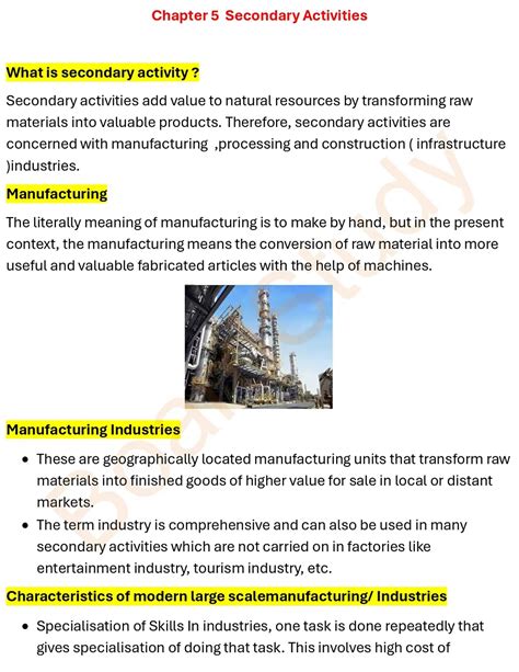 Secondary Activities Class 12 Notes