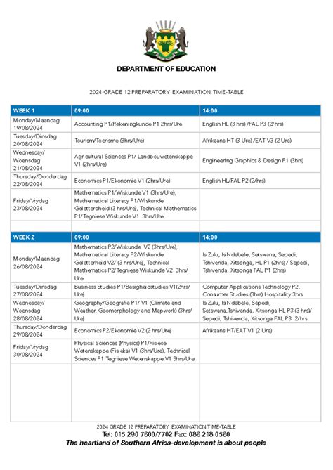 secondary of limpopo timetable