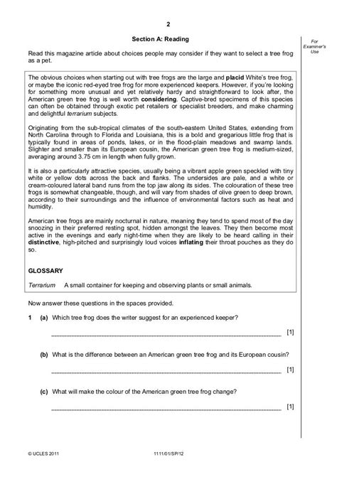 Download Secondary F1 English Comprehension Past Paper 