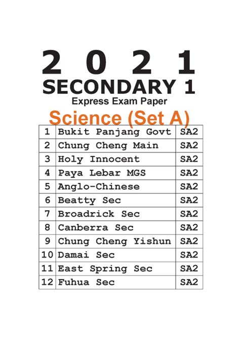 Full Download Secondary One Science Exam Papers 