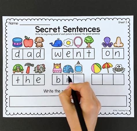 Secret Sentences Worksheets Cvc And Sight Words Kindergarten Sight Words Sentences Kindergarten - Sight Words Sentences Kindergarten