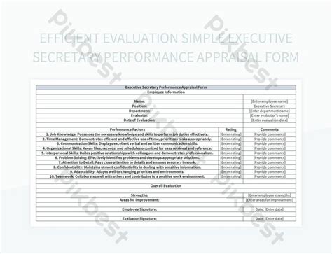 secretary performance review example