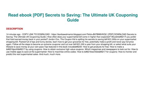 Secrets To Saving: The Ultimate U K Couponing Guide