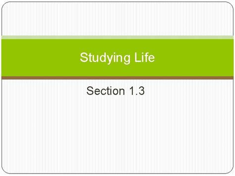 Section 1 3 Studying Life Answer Key
