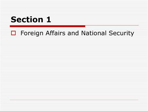 section 1 foreign affairs and national security