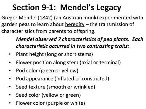 section 1 review mendels legacy answer key