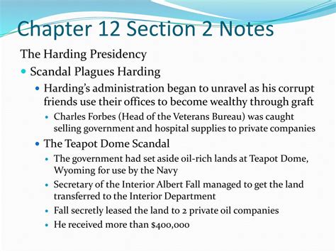 Section 2 Guided Harding Presidency Answers