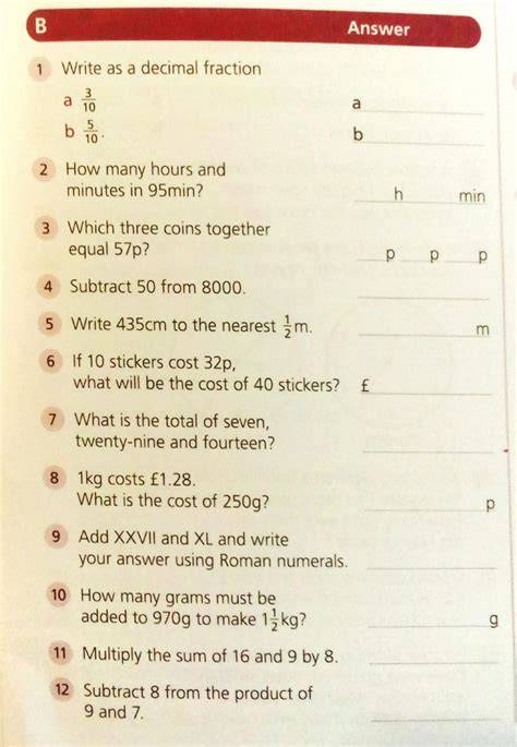 section 2 test 9 mental arithmetic answers
