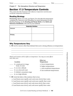 Section 3 Temperature Controls Answer Sheet
