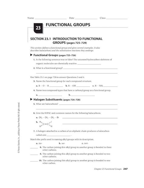 Read Online Section 23 1 Introduction To Functional Groups Pages 725 729 