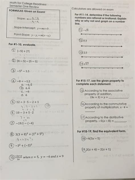Read Section 4 3 Practice Exercises Math For College Readiness 
