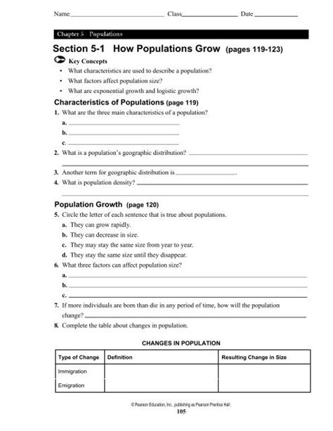 Read Section 5 1 How Populations Grow Pages 119 123 Answer Key 