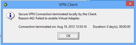 secure vpn connection terminated locally by the client