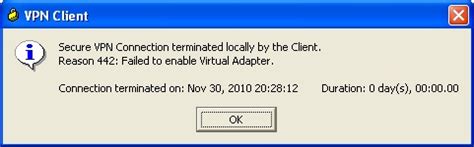 secure vpn error 442