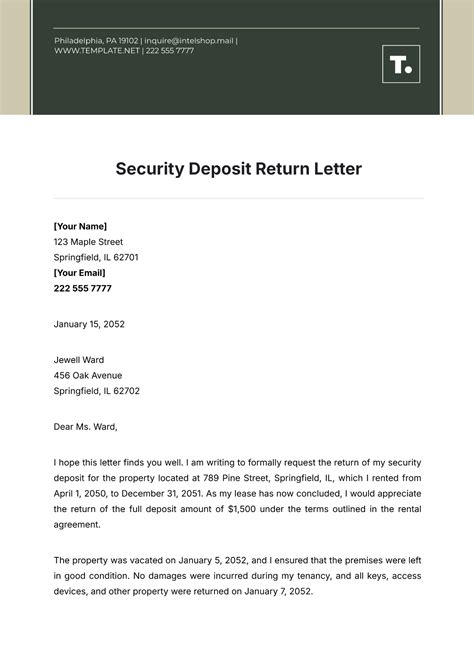 Security Cheque Letter Format