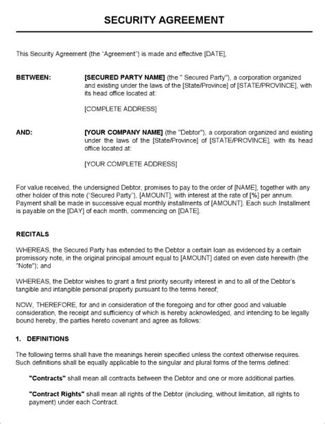 security guard agreement contract