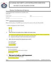 Security Guard Multiple Choice Test Questions
