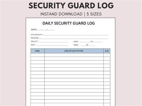 Security Guard Patrol Log Sheet