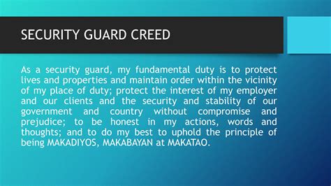 Security Guards Creed Philippines