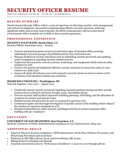 Security Resume Objective Examples