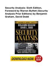 Full Download Security Analysis Sixth Edition Foreword By Warren Buffett Security Analysis Prior Editions 