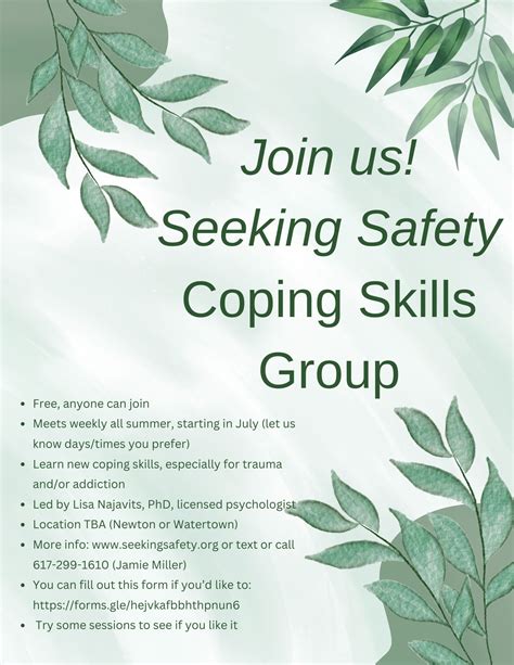 seeking safety coping skills list