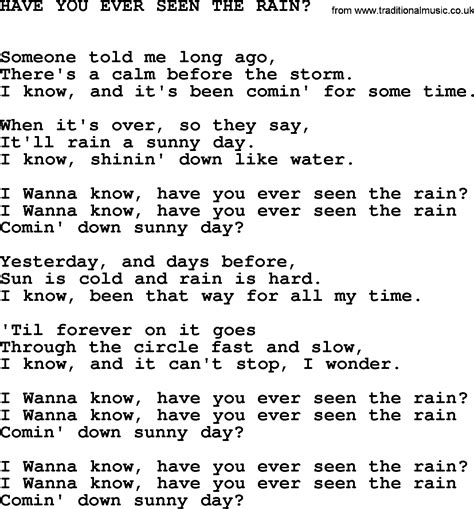 Seen The Rain Lyrics