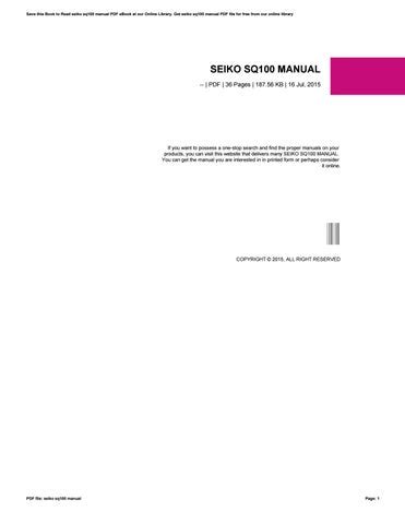 Read Seiko Sq100 Manual Pdf 