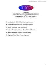 Seisco Electrical Service Requirements Sample Load Calculations
