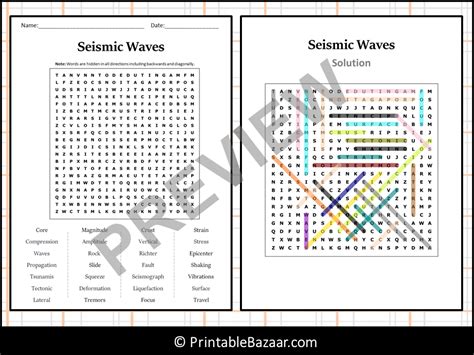 Seismic Waves Word Search Puzzle Worksheet Activity Seismic Waves Worksheet Middle School - Seismic Waves Worksheet Middle School