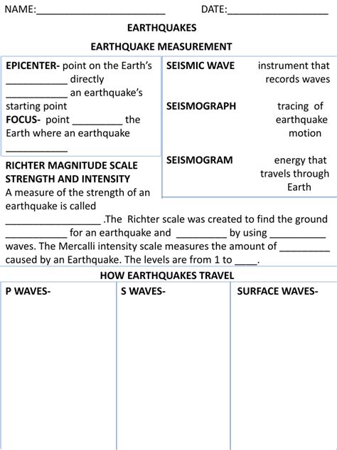 Seismic Waves Worksheet Live Worksheets Seismic Waves Worksheet Middle School - Seismic Waves Worksheet Middle School
