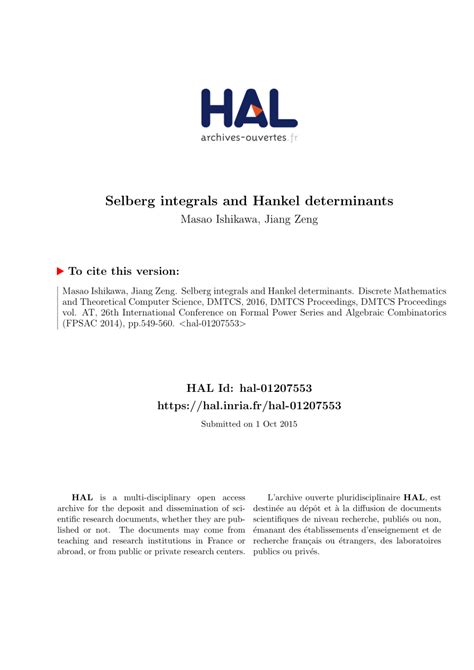 Full Download Selberg Integrals And Hankel Determinants Core 