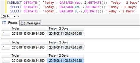 select date minus 1 day sql