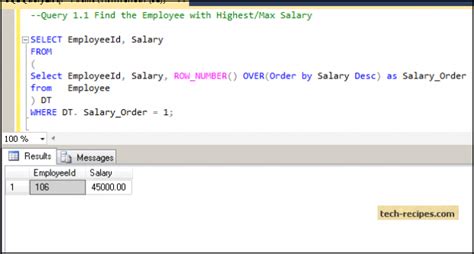select max salary in sql