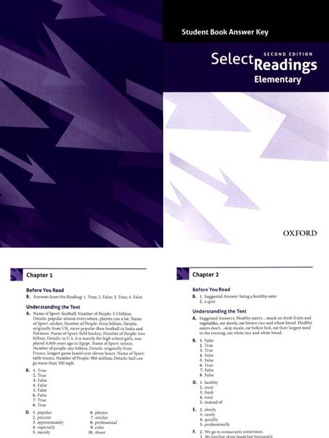 select readings elementary student answer key