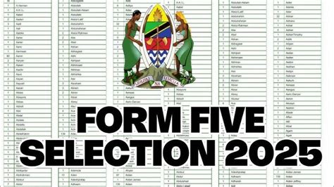 Selection Form Five Tamisemi