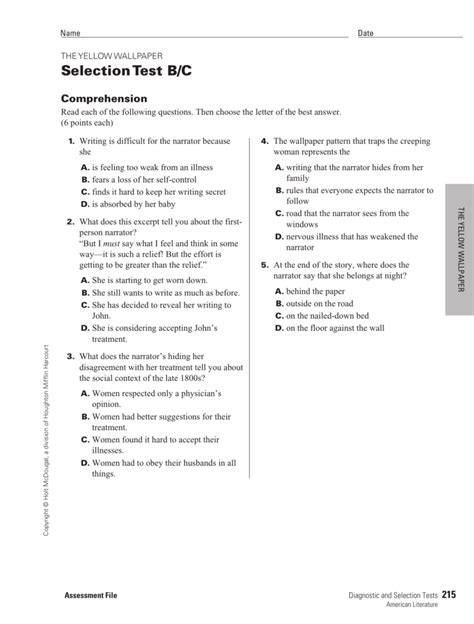 Selection Test B C
