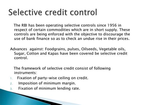 Selective Credit Control