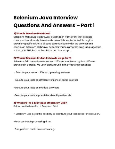Selenium Java Interview Questions And Answers Pdf