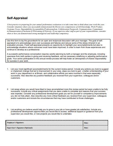 Self Appraisal Example