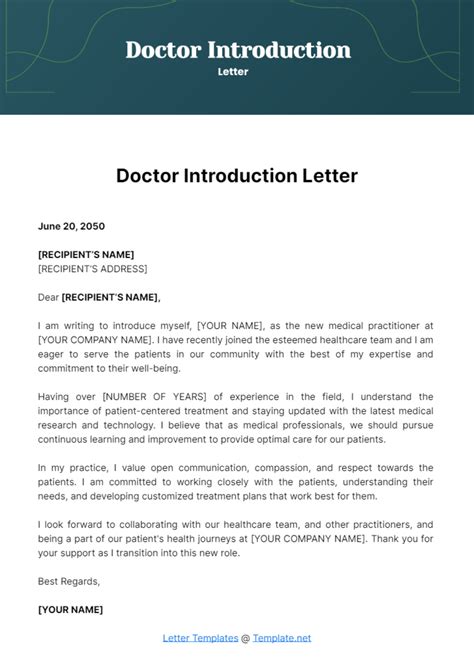 self introduction doctor letter example