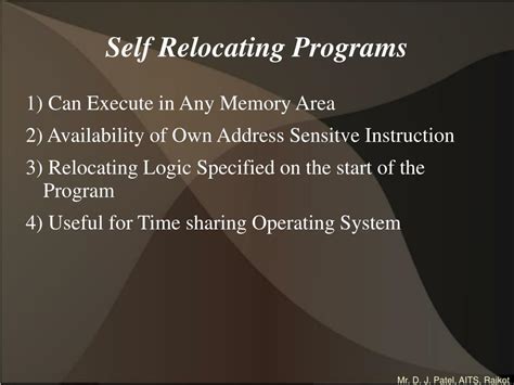 Self Relocating Programs In System Programming