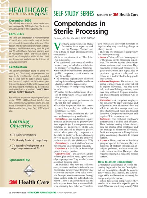 Self Study Series Competencies In Sterile Processing