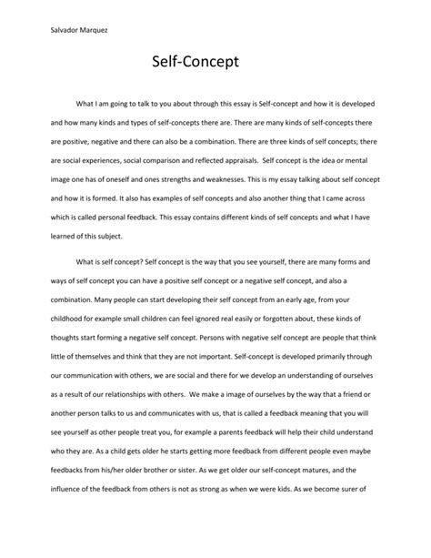 Read Online Self Concept Paper Examples 
