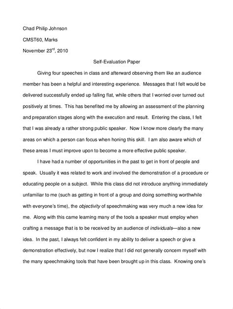Download Self Evaluation Paper Examples 