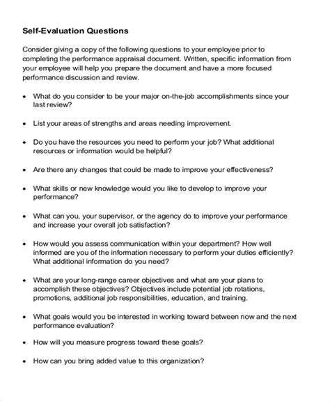 Read Self Performance Appraisal Answers 