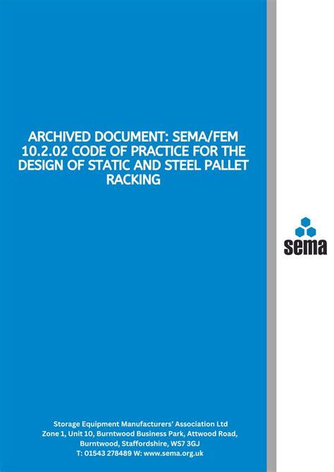 Sema Code Of Practice Static Racking
