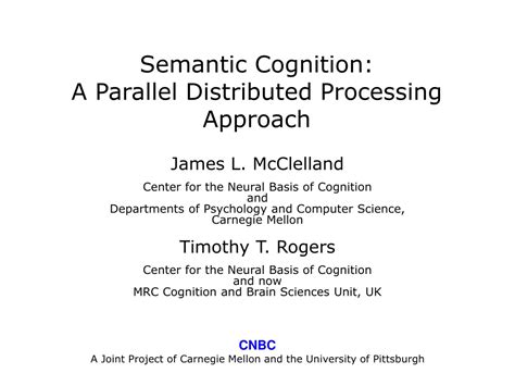 Semantic Cognition A Parallel Distributed Processing Approach Bradford Books