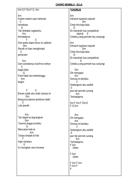 SEMBILU CHORD - Ella - Sembilu - Kompilasi Chord