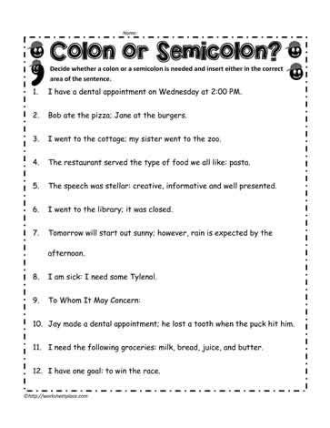 Semicolons And Colons Worksheet Answers Mdash Excelguider Com Semicolon Practice Worksheet - Semicolon Practice Worksheet